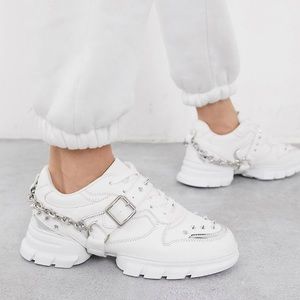 ASOS Design Defiant Chunky Studded Sneakers with Chain in